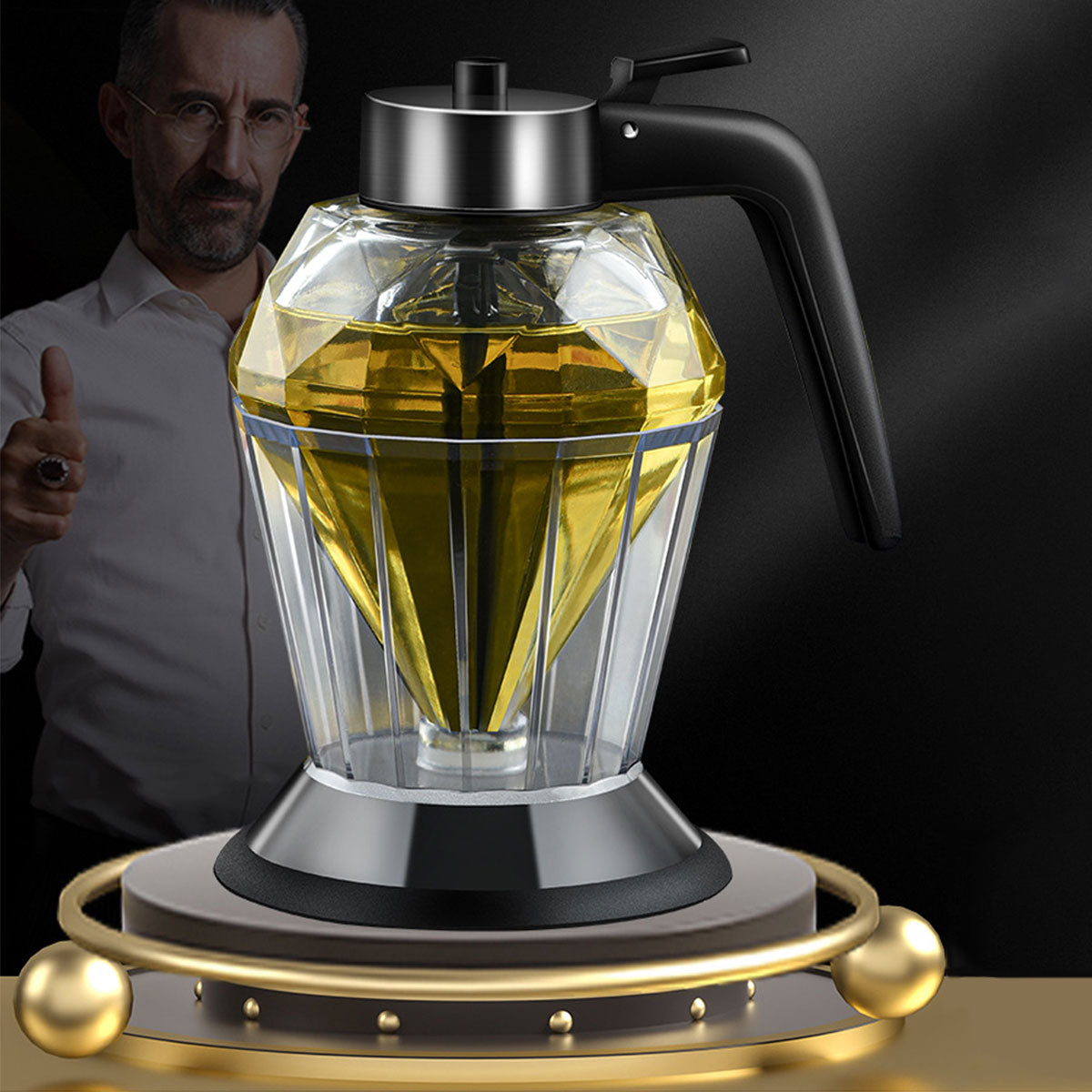 200ml Honey Dispenser Diamond Shaped Glass Oil Dispenser