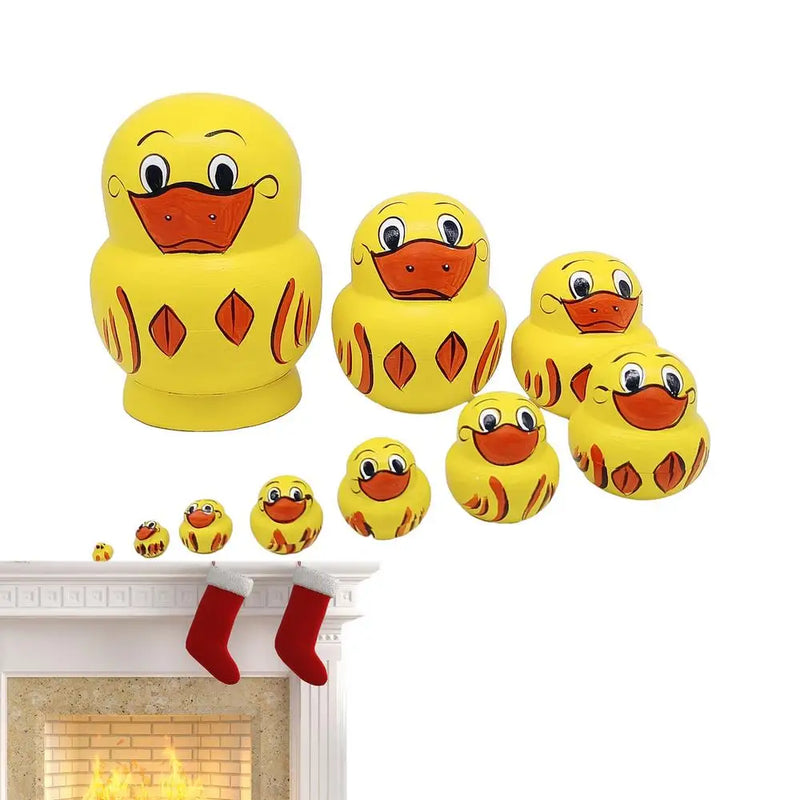 10pcs Duck Basswood Russian Dolls Children Birthday Gifts