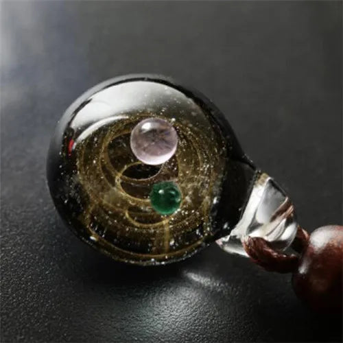 Universe Glass Bead Planets Pendant Necklace