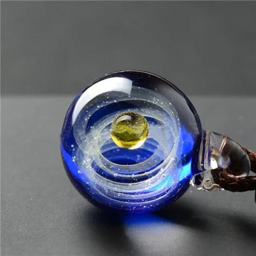 Universe Glass Bead Planets Pendant Necklace