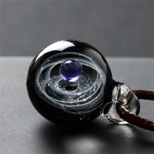 Universe Glass Bead Planets Pendant Necklace