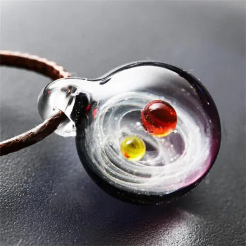 Universe Glass Bead Planets Pendant Necklace