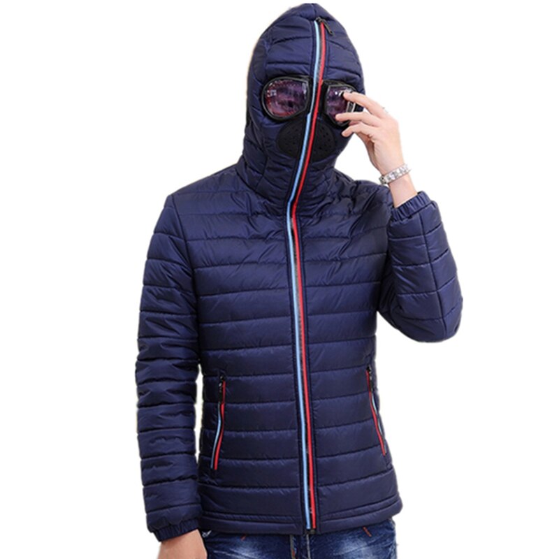 New Male Casual Hooded with Glasses Men's Thick Fleece Zipper Jackets