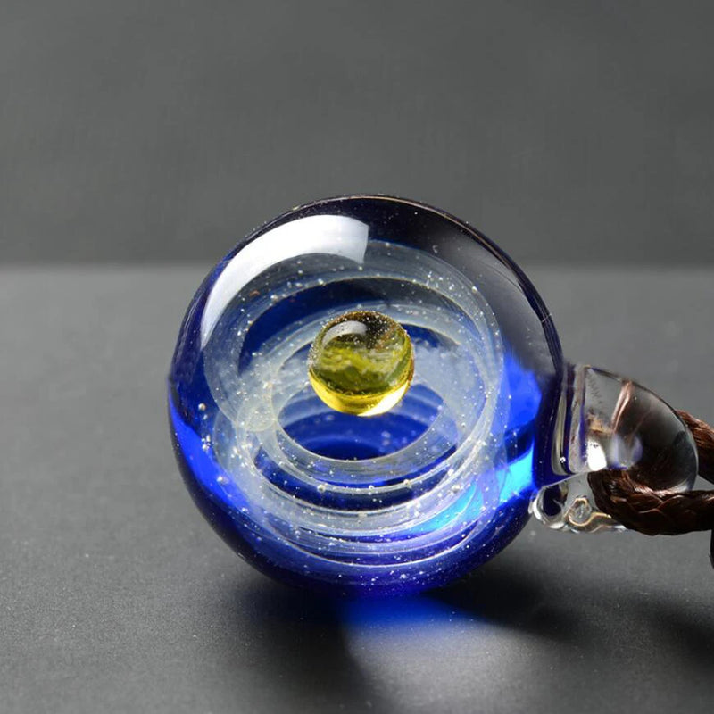 Universe Glass Bead Planets Pendant Necklace