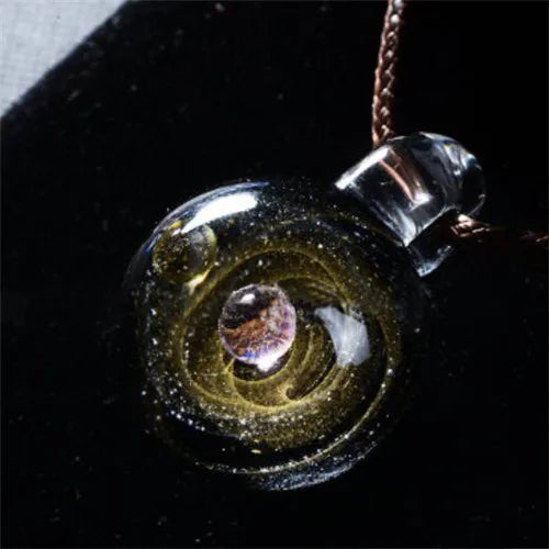 Universe Glass Bead Planets Pendant Necklace