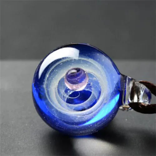 Universe Glass Bead Planets Pendant Necklace