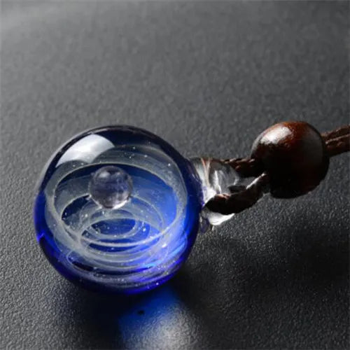 Universe Glass Bead Planets Pendant Necklace