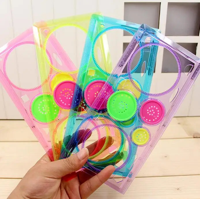 Painting Multi-function Interesting Puzzle Spirograph Children Drawing Plastic Ruler