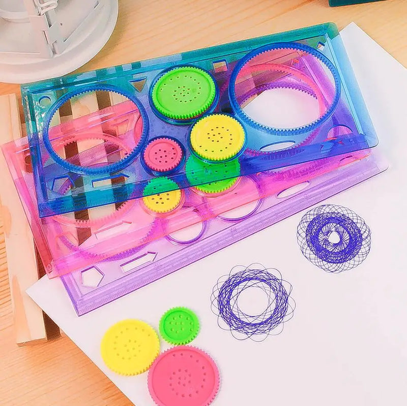 Painting Multi-function Interesting Puzzle Spirograph Children Drawing Plastic Ruler