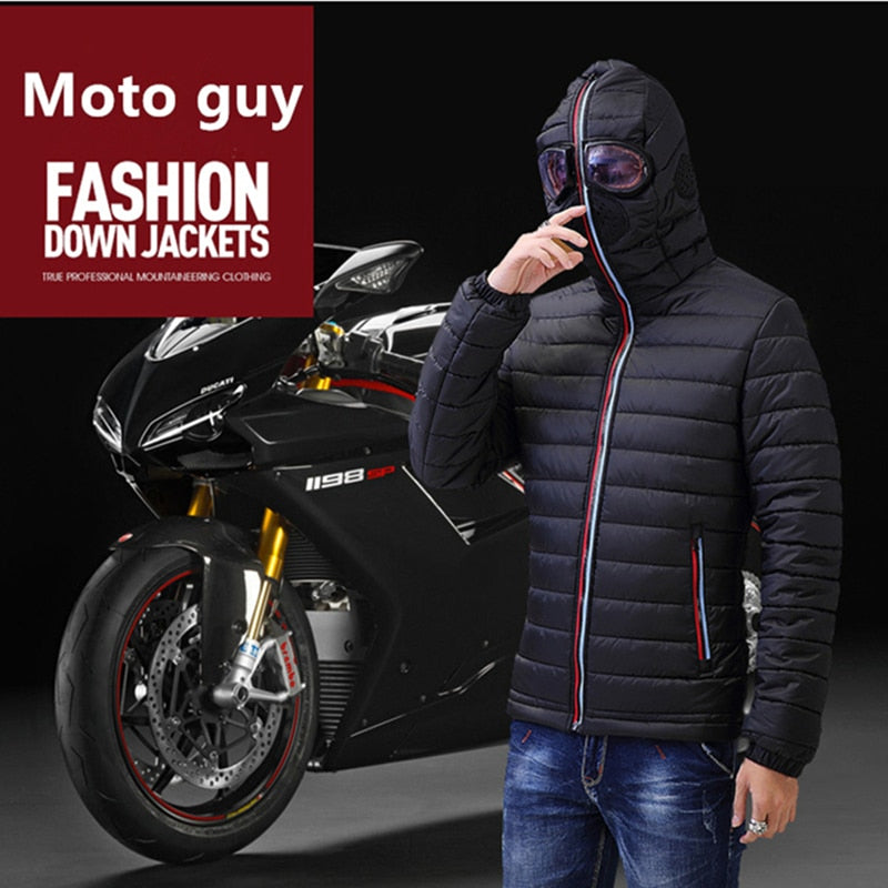 New Male Casual Hooded with Glasses Men's Thick Fleece Zipper Jackets