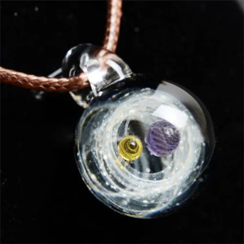 Universe Glass Bead Planets Pendant Necklace