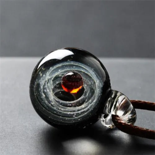 Universe Glass Bead Planets Pendant Necklace