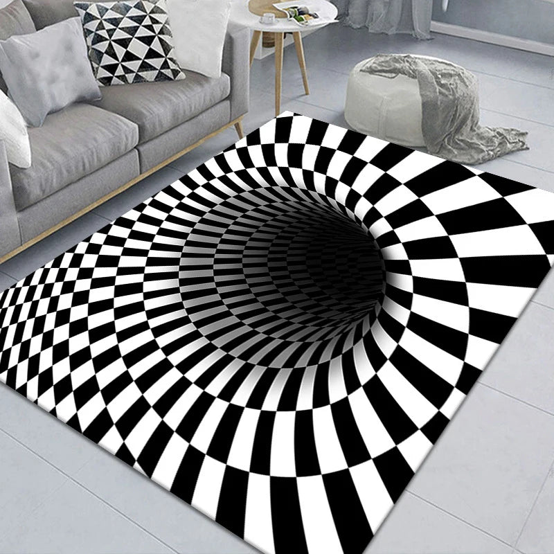 Vortex Illusion Rug 3D Trap Effect Bottomless Hole Carpet