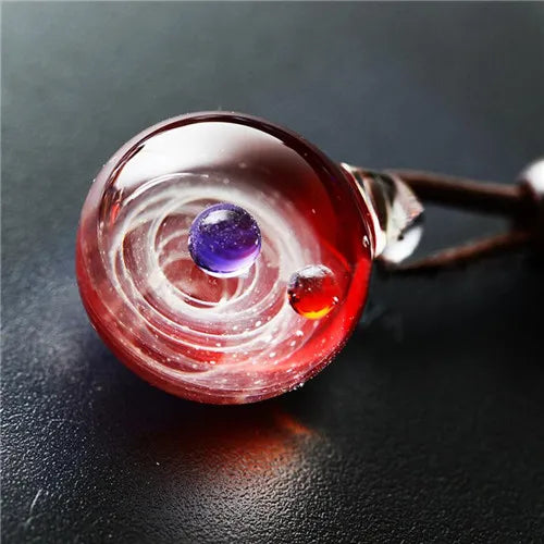 Universe Glass Bead Planets Pendant Necklace