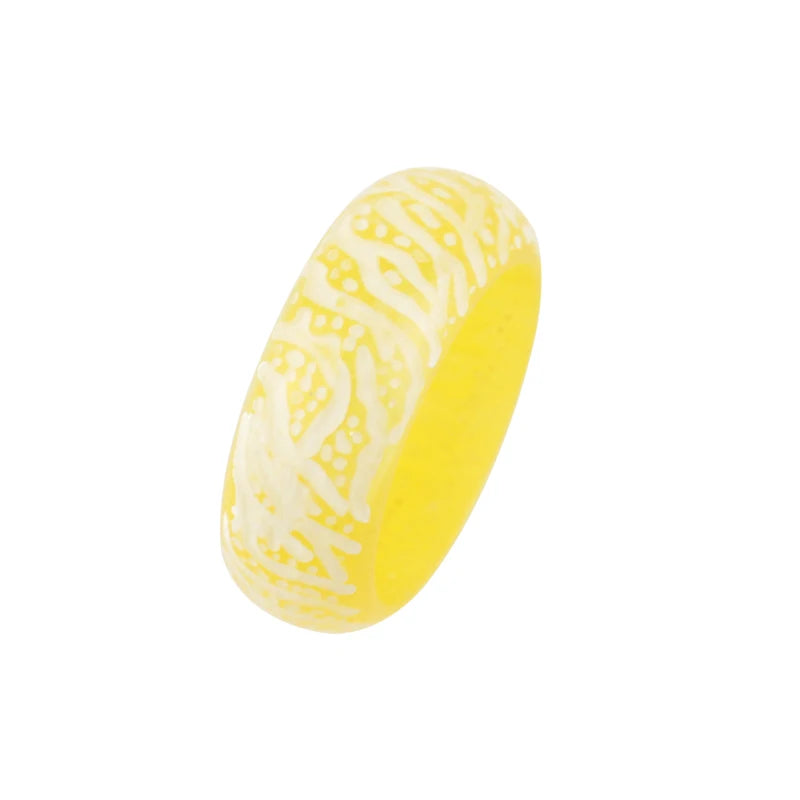Fashion Colorful  Luminous Leopard Print Resin Crack Rings
