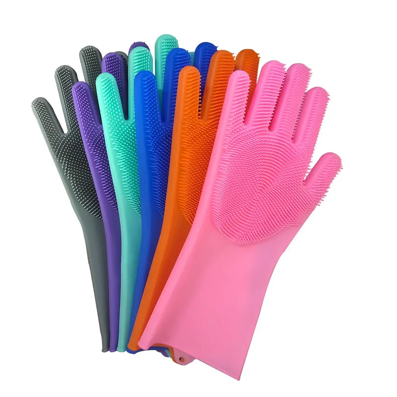 2pcs Silicone/PVC Cleaning Gloves