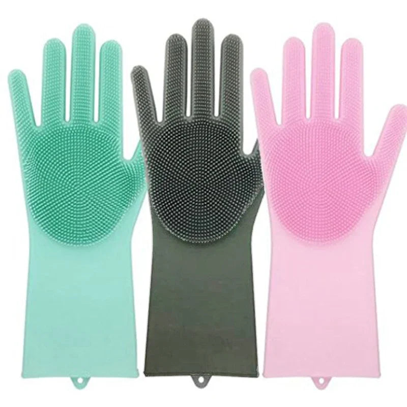 2pcs Silicone/PVC Cleaning Gloves