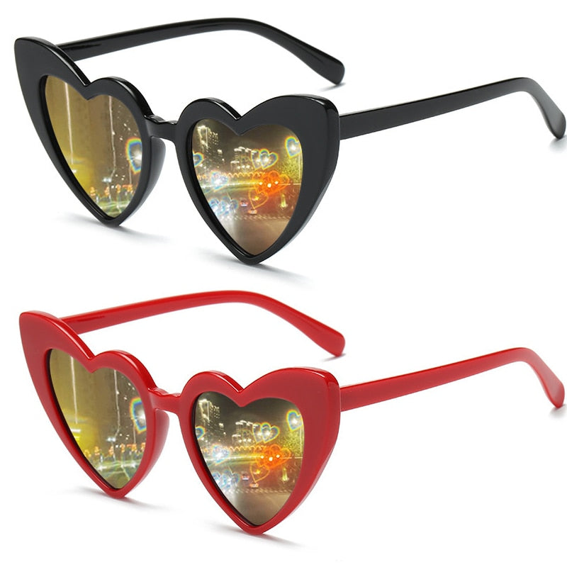 Women Fashion Heart Shaped Effects Glasses