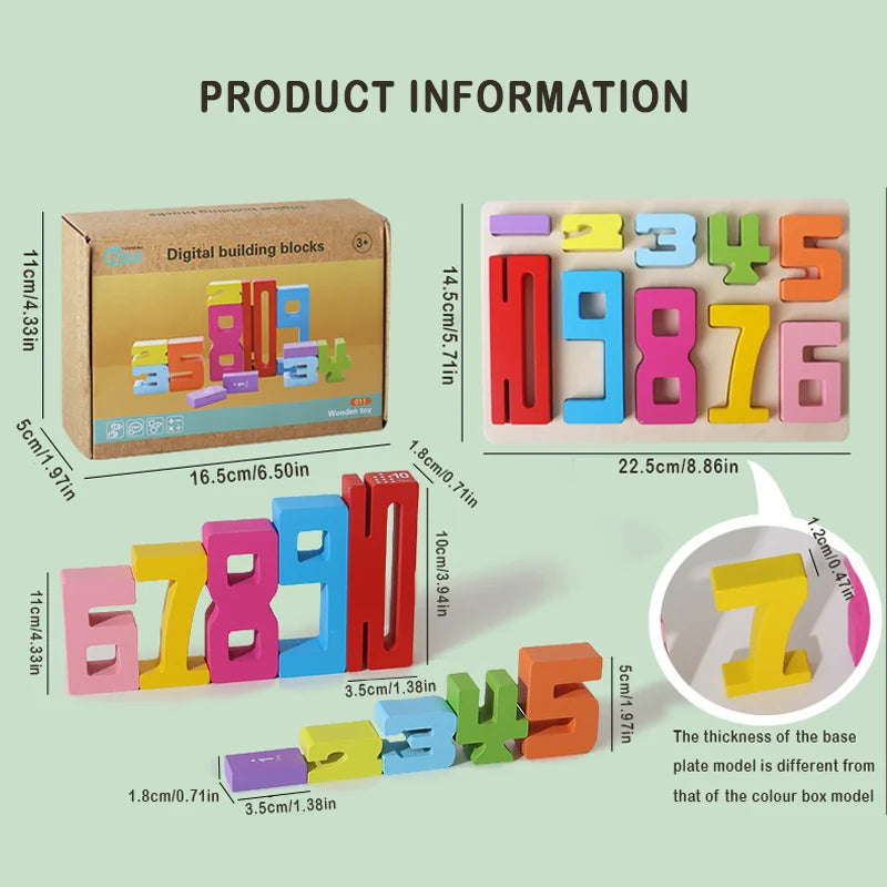 Wooden educational digital blocks, creative puzzles, stacking toys