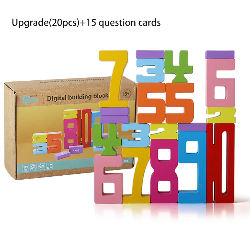 Wooden educational digital blocks, creative puzzles, stacking toys