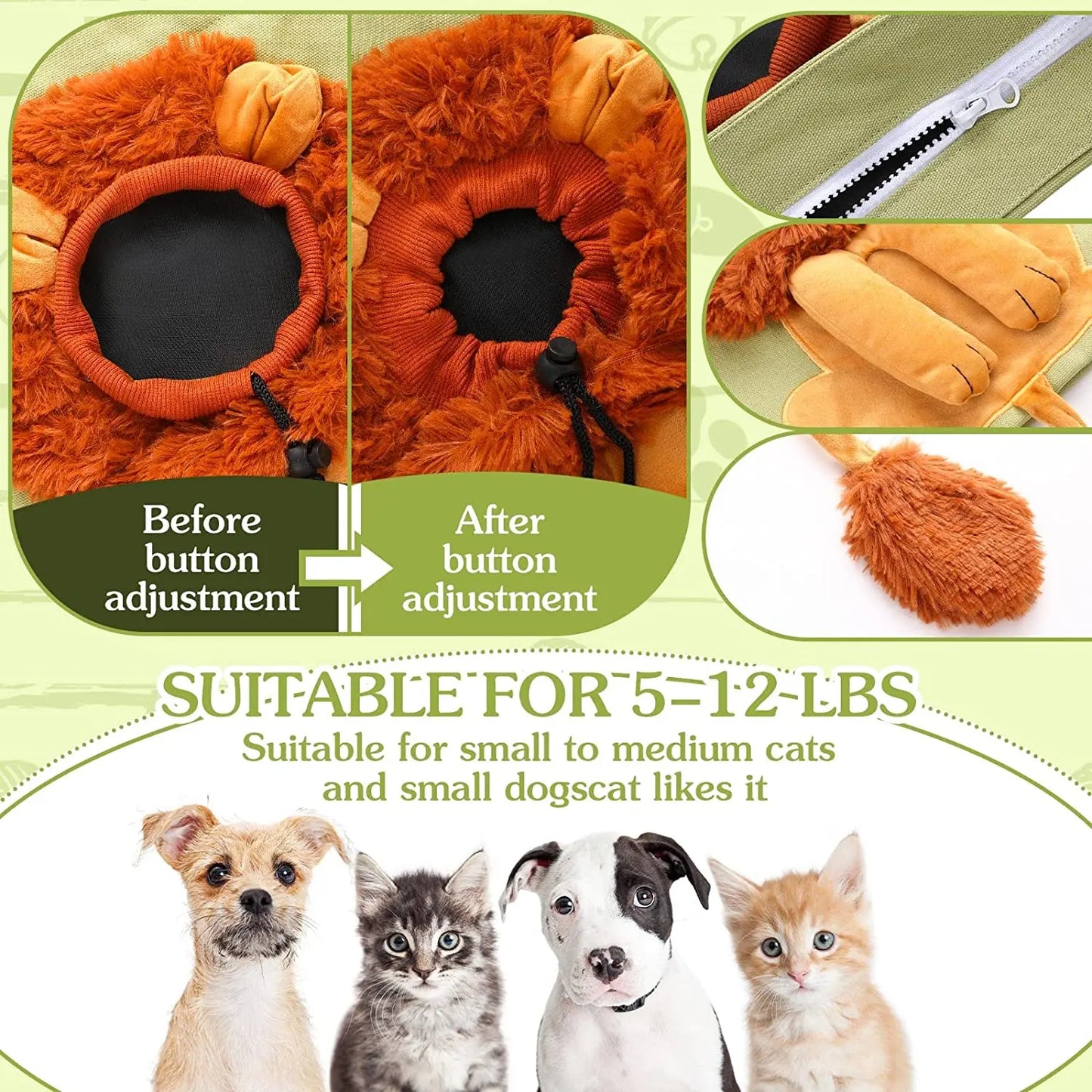 Lion Shaped Pet Canvas Shoulder Bag