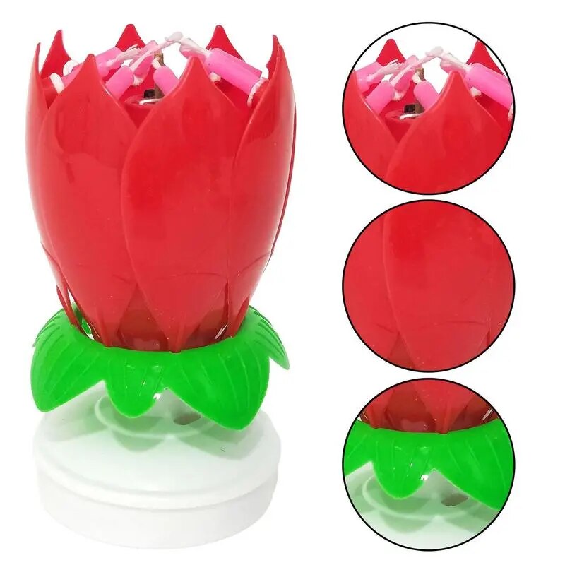 Lotus Candle Creative Rotating Musical Candle