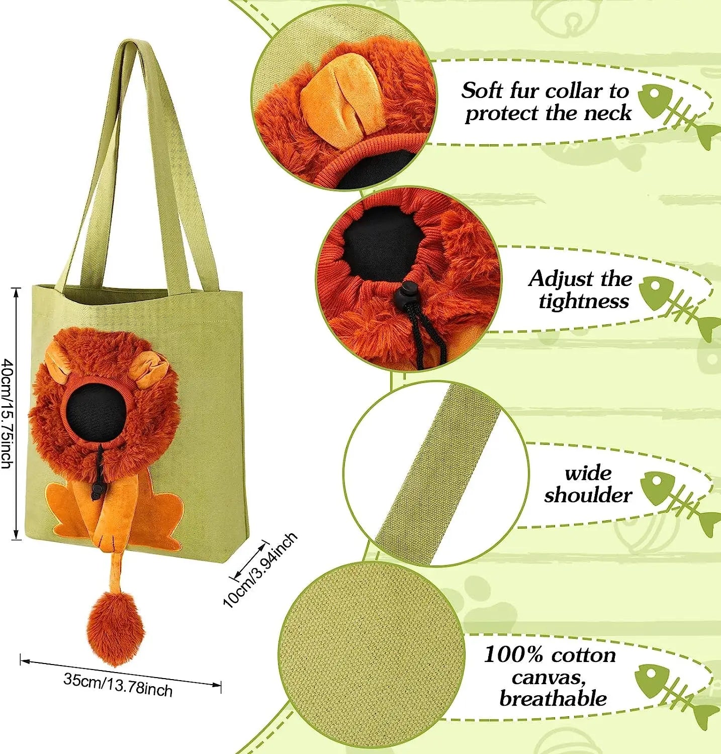 Lion Shaped Pet Canvas Shoulder Bag