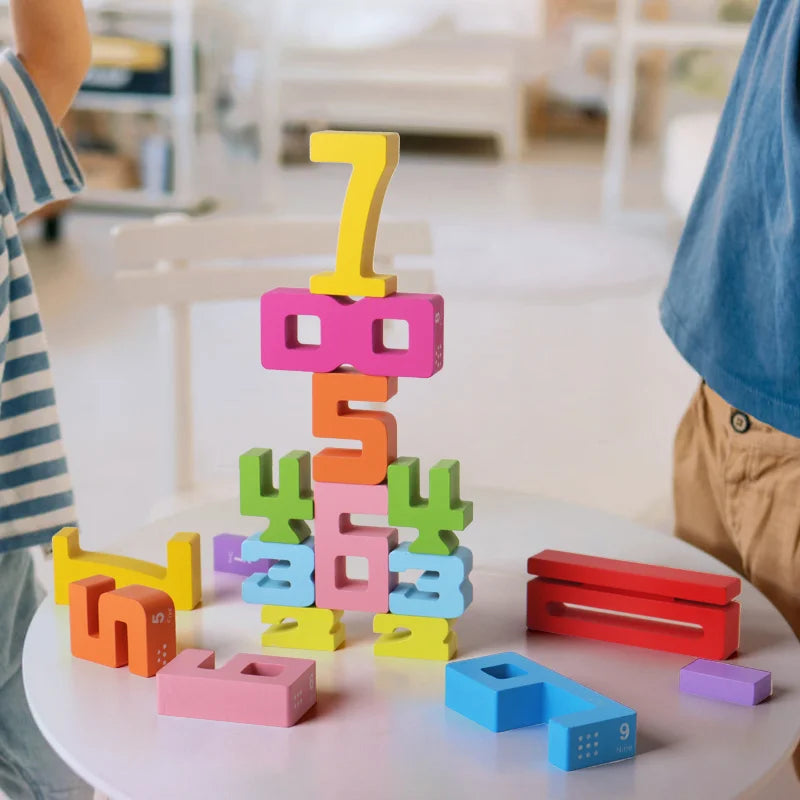 Wooden educational digital blocks, creative puzzles, stacking toys