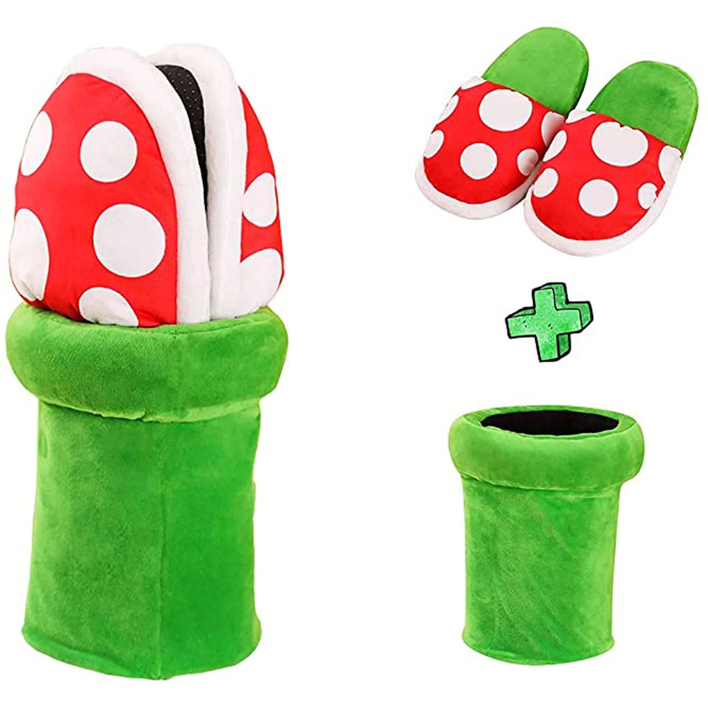 Plants Plush Home Wear Slippers With Pipe Pot Holder For Adults