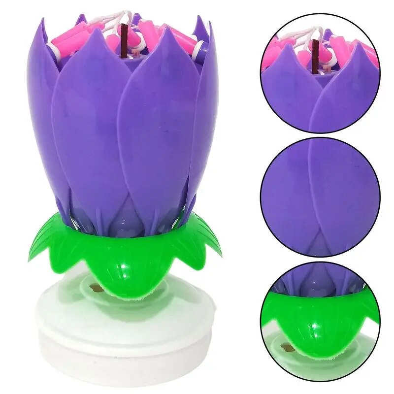 Lotus Candle Creative Rotating Musical Candle