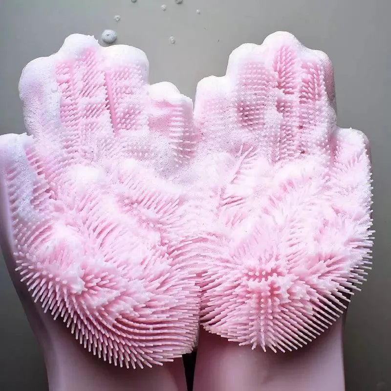 2pcs Silicone/PVC Cleaning Gloves