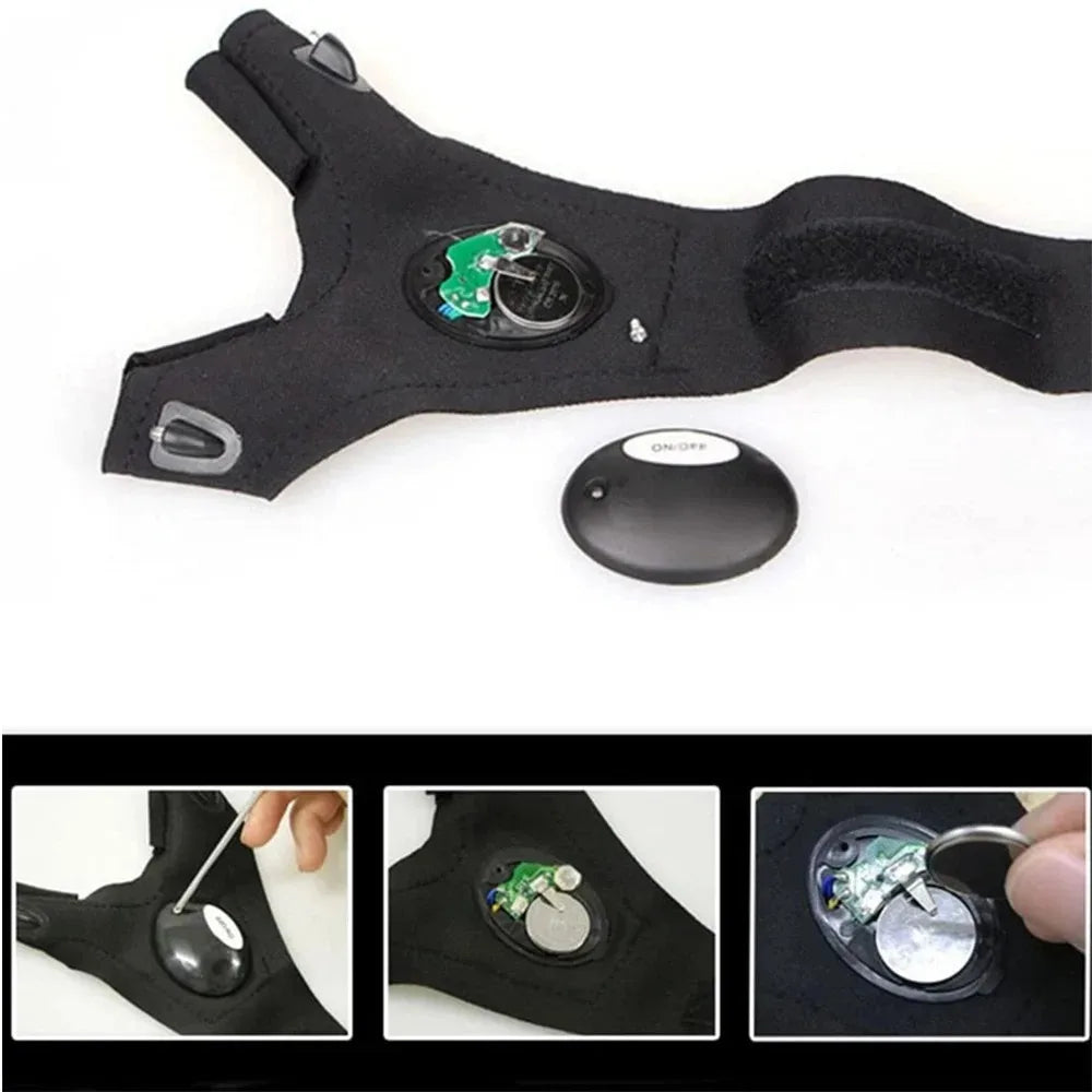 LED Flashlight Luminous Running Gloves