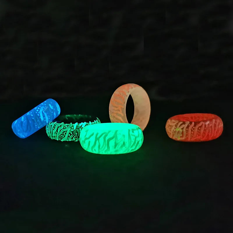 Fashion Colorful  Luminous Leopard Print Resin Crack Rings