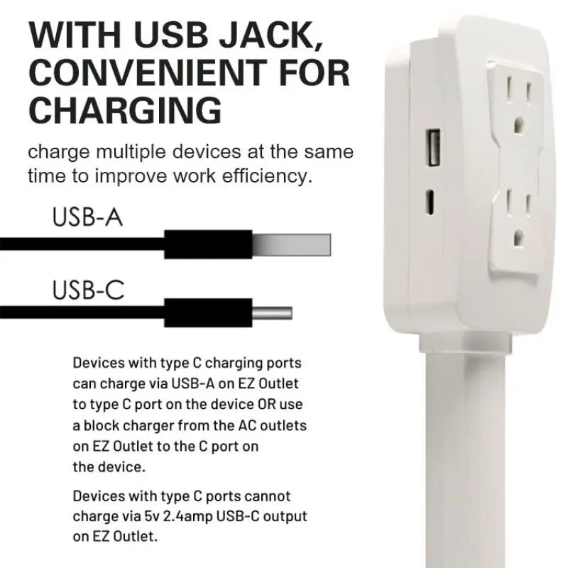 Electrical Outlet Extender Adjustable Length Sofa Socket