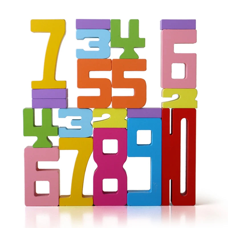 Wooden educational digital blocks, creative puzzles, stacking toys