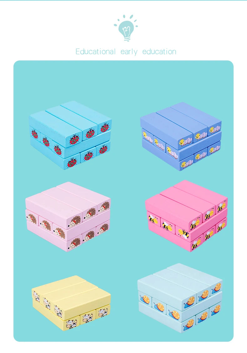 Number Animal Wooden Blocks Game