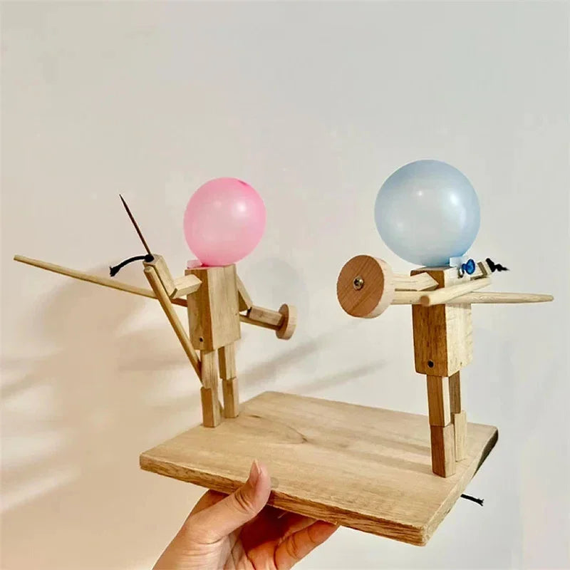 Balloon Bamboo Man Battle Wooden Fighter Game for 2 Players Kids