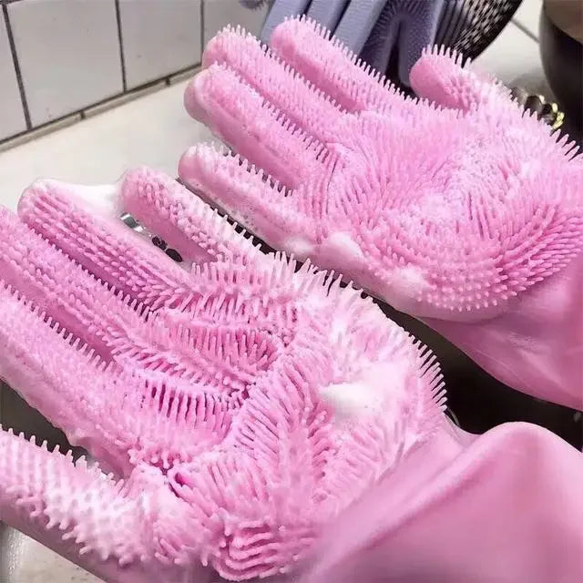 2pcs Silicone/PVC Cleaning Gloves