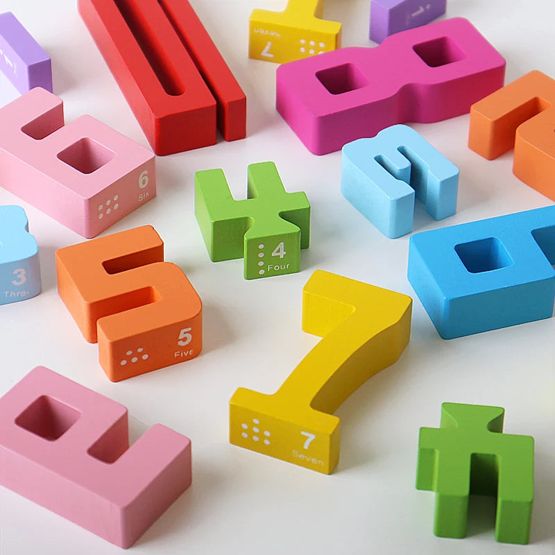 Wooden educational digital blocks, creative puzzles, stacking toys