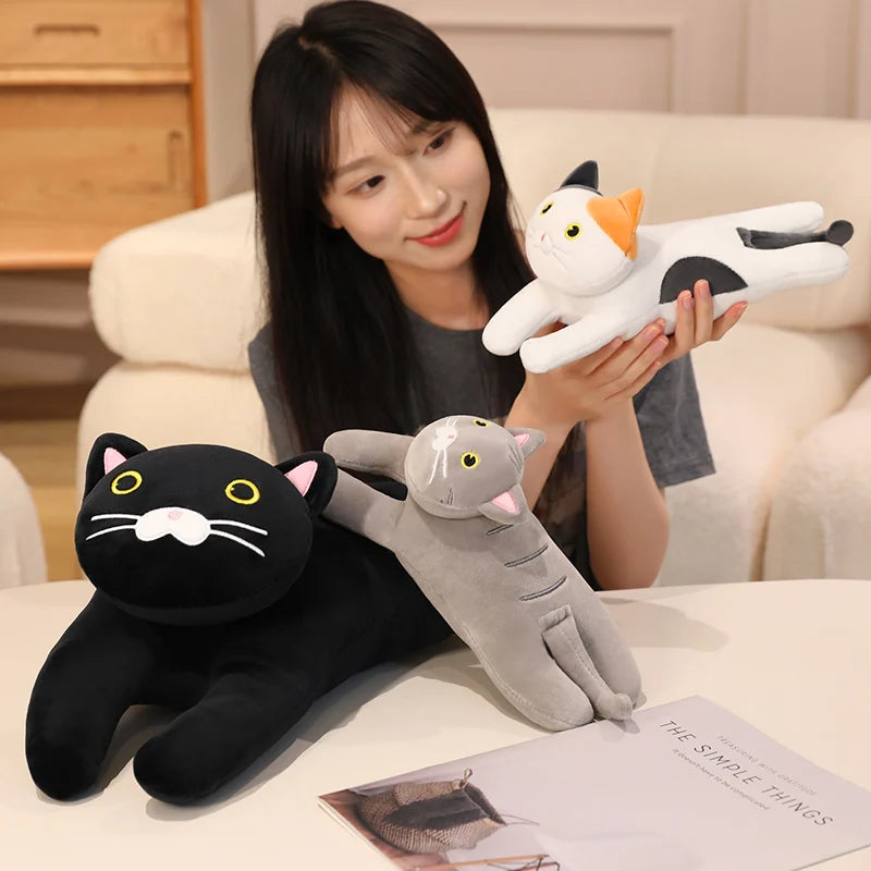 30/50/70cm Lying Posture Cat Plush Throw Pillow