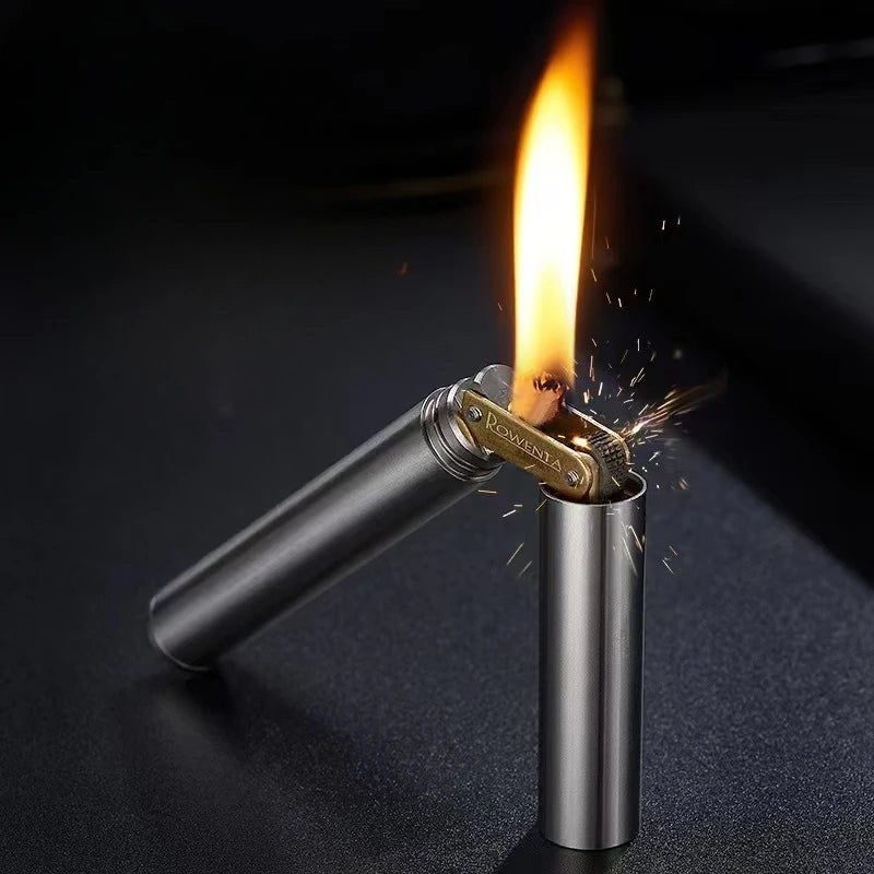 Panlong Stick Cylindrical Carving Surround Brass Portable Creative Kerosene Lighter