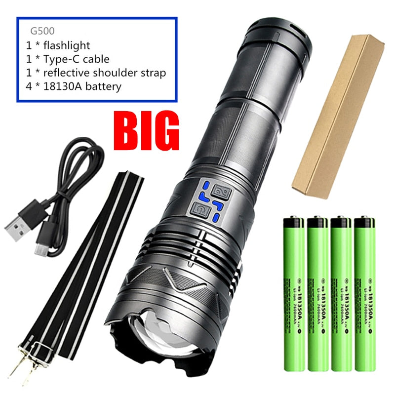 Powerful LED Flashlight Rechargeable Zoomable Torch