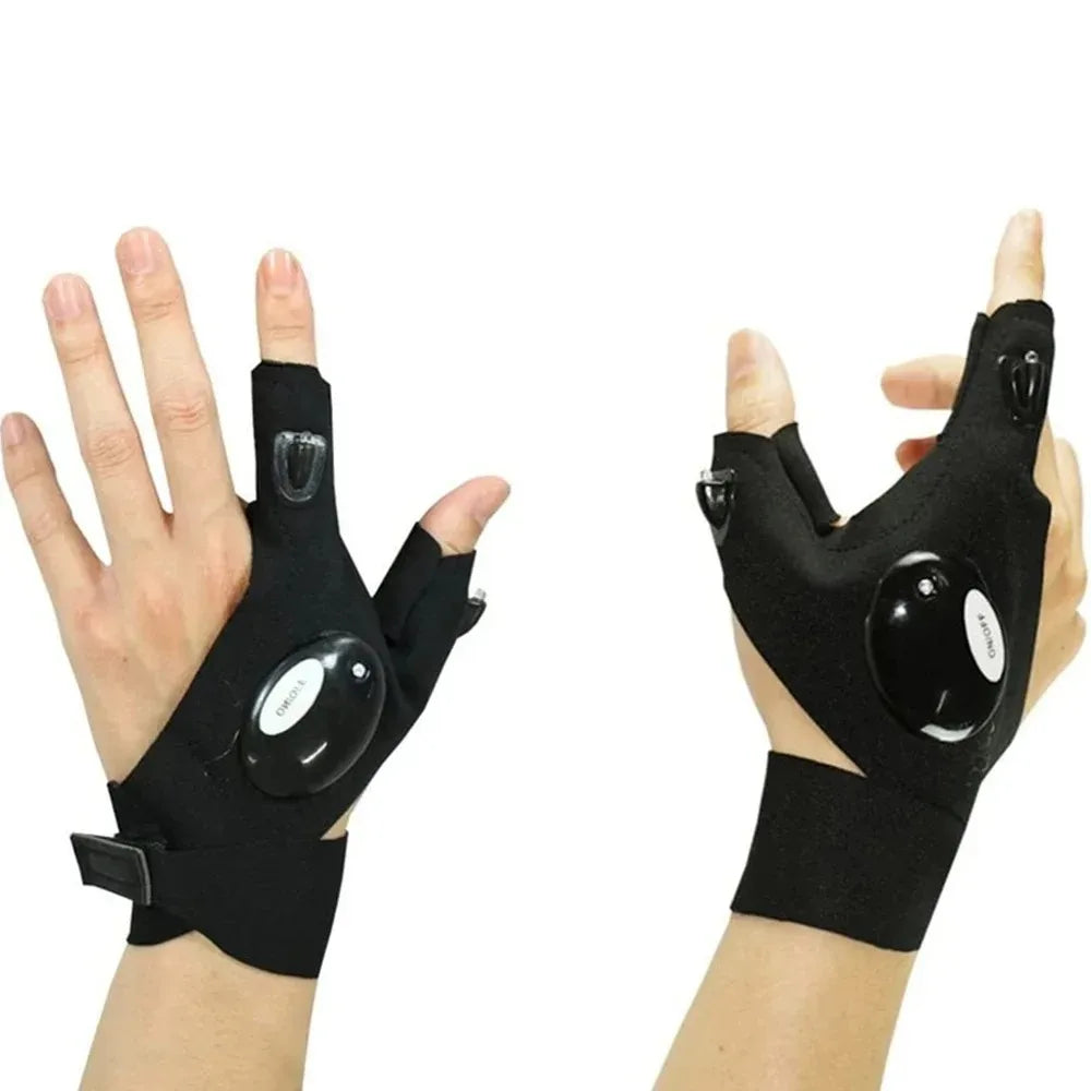 LED Flashlight Luminous Running Gloves