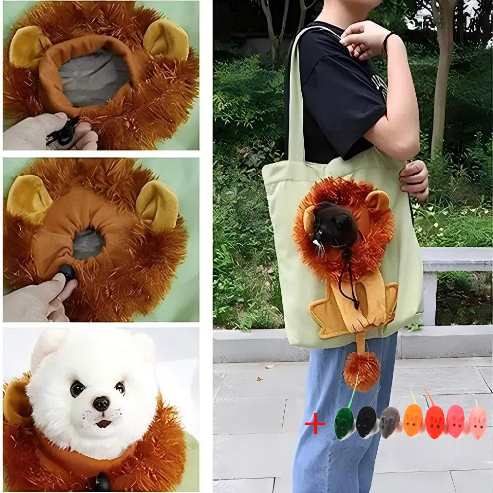 Lion Shaped Pet Canvas Shoulder Bag