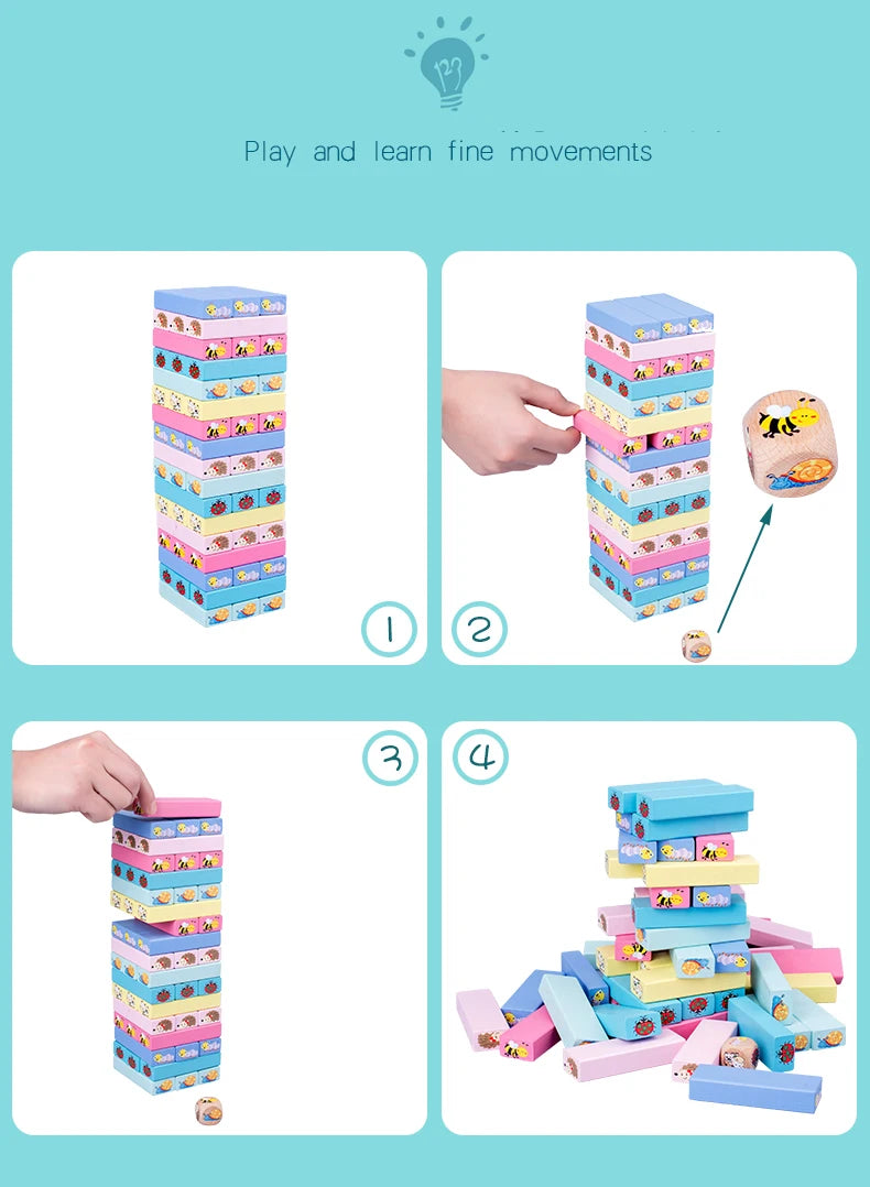 Number Animal Wooden Blocks Game