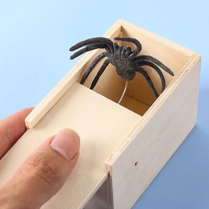 1PC Spider Funny Scare Wooden Hidden Box Prank