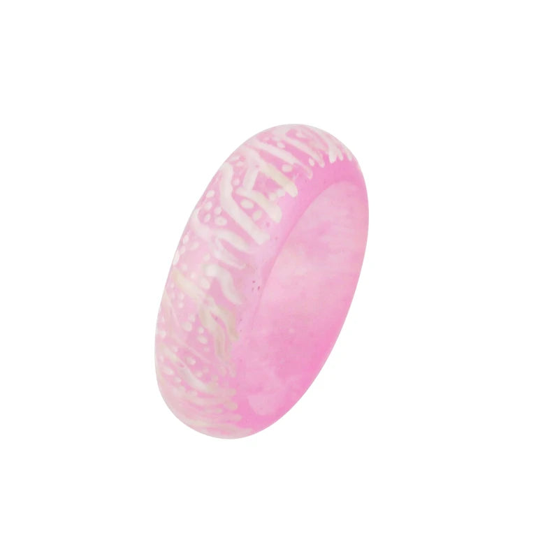 Fashion Colorful  Luminous Leopard Print Resin Crack Rings
