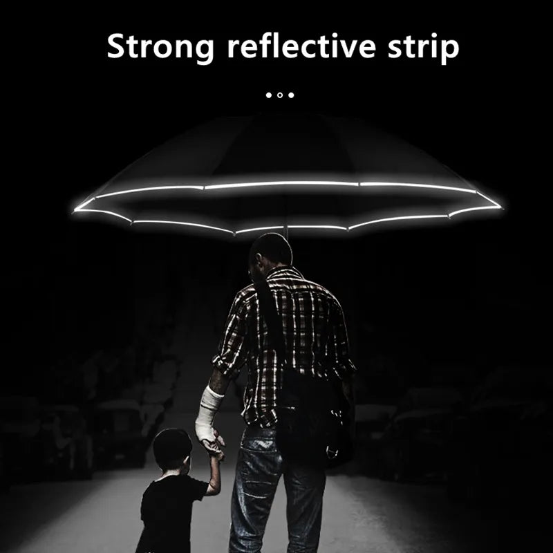 Reflective  Stripe Reverse Led Light Umbrella