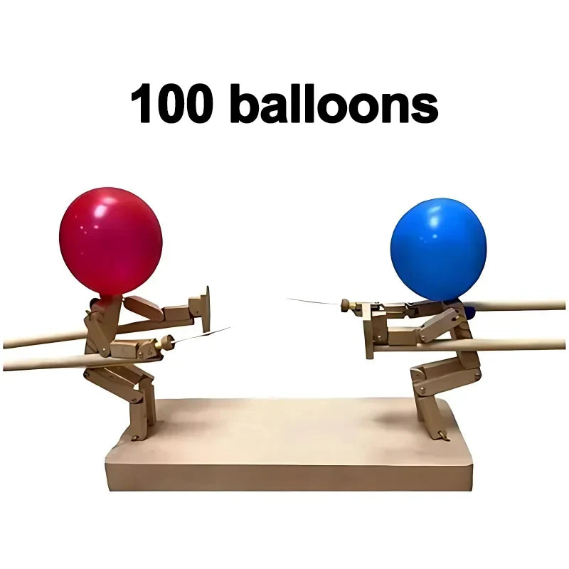 Balloon Bamboo Man Battle Wooden Fighter Game for 2 Players Kids