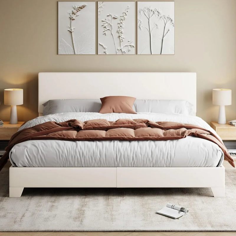 King Size Bed Frame with Adjustable Headboard